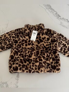 Toddler Girls’ Soft Faux Fur Leopard Jacket Size 3T